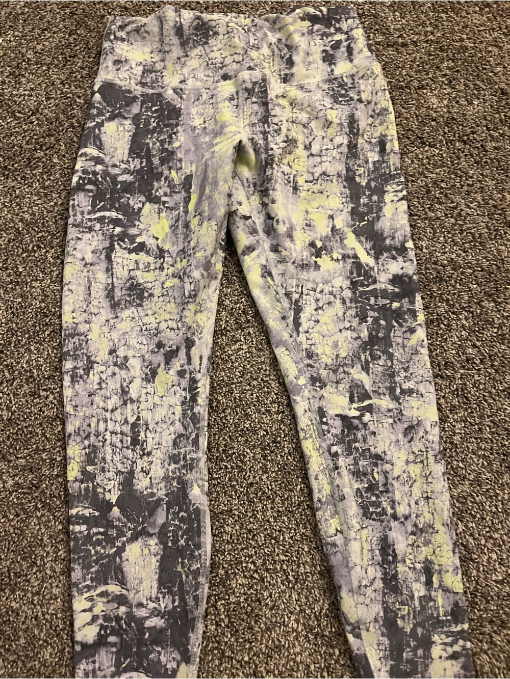 lululemon athletica Gray and Yellow Abstract Print Leggings size 12